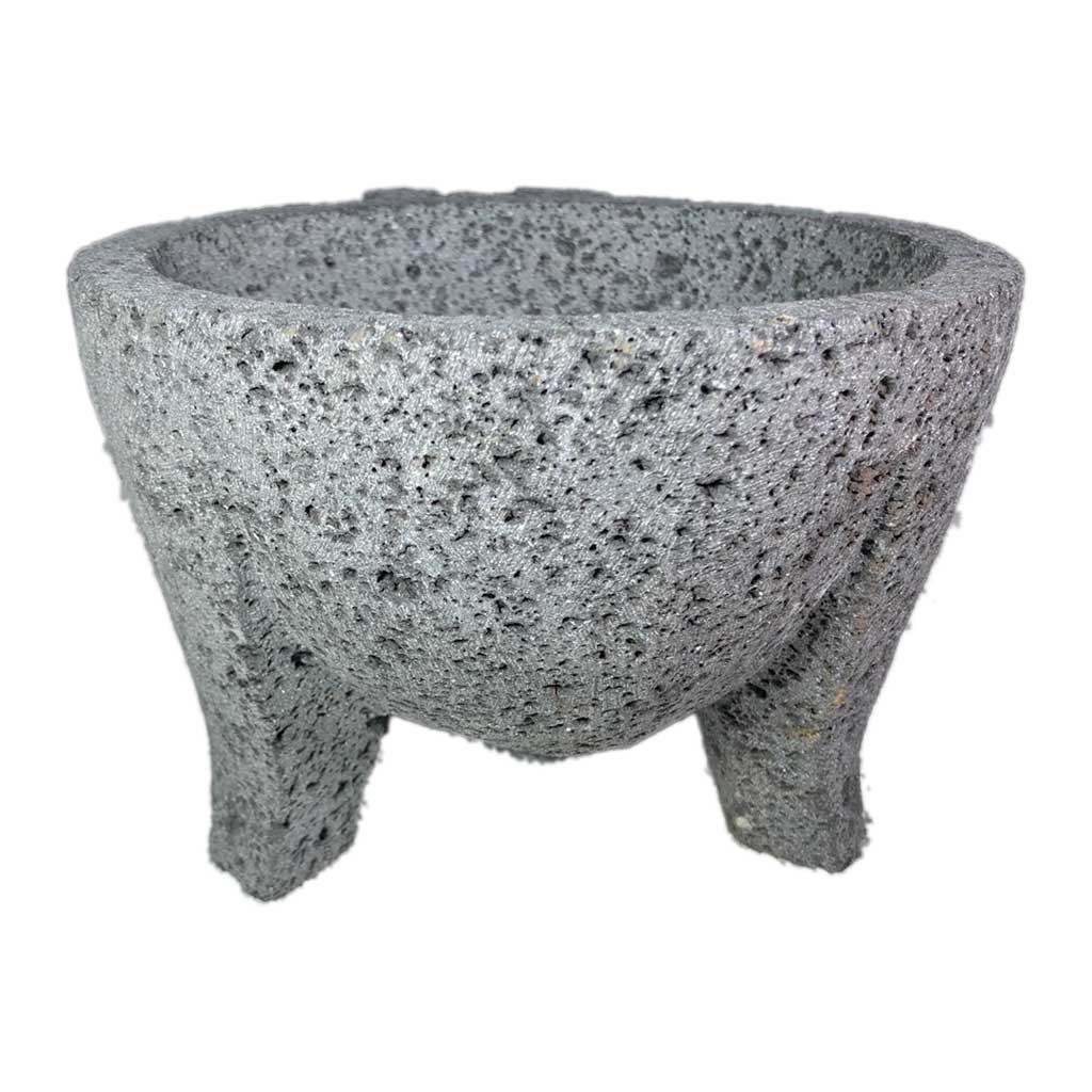 Molcajete (mortero) mexicano de 18cm de diámetro tallado a mano con piedra volcánica (basalto) - Tienda Mexicana Online - Huastekoo.es - 3