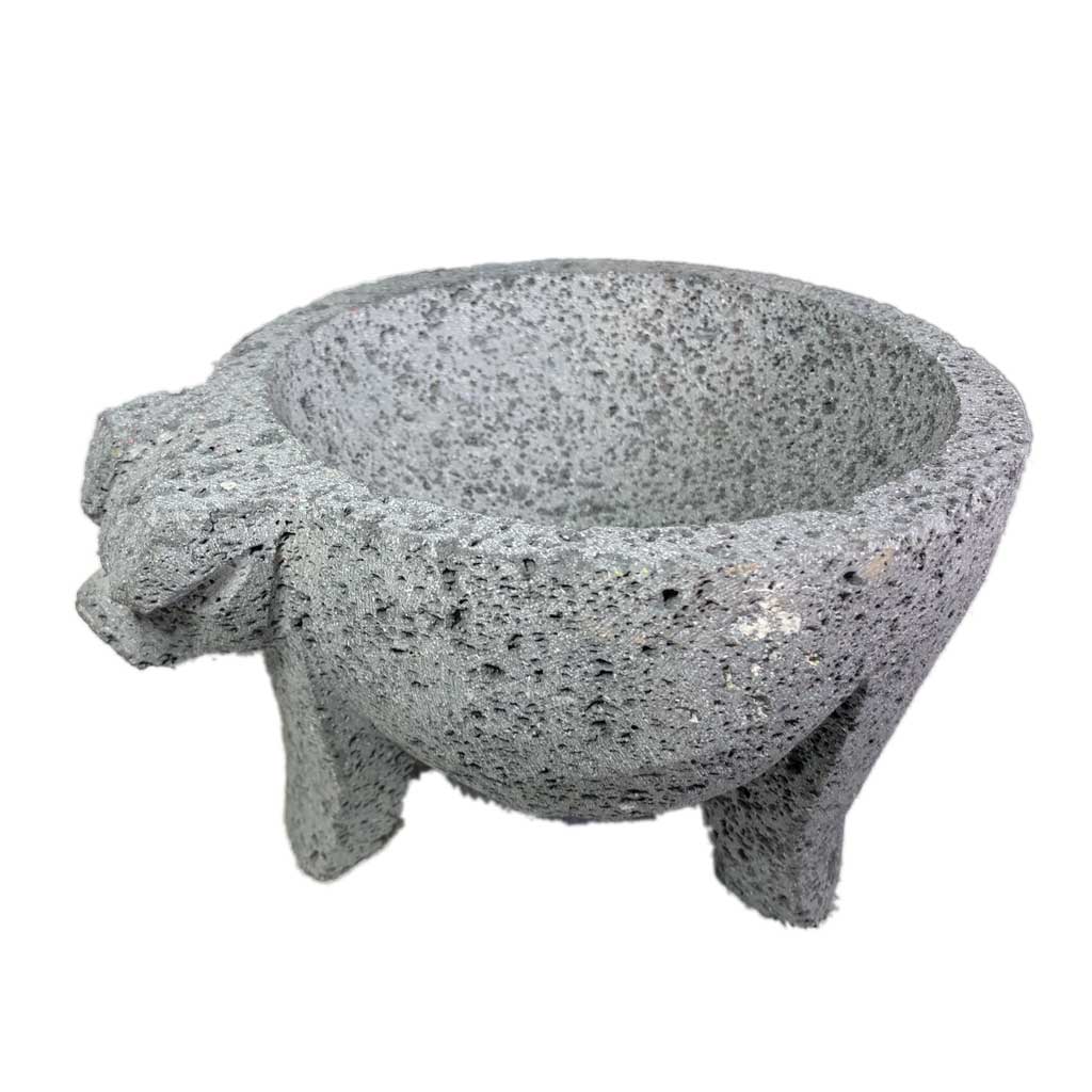Molcajete (mortero) mexicano de 18cm de diámetro tallado a mano con piedra volcánica (basalto) - Tienda Mexicana Online - Huastekoo.es - 4