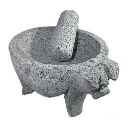 Molcajete (mortero) mexicano de 18cm de diámetro tallado a mano con piedra volcánica (basalto) - Tienda Mexicana Online - Huastekoo.es
