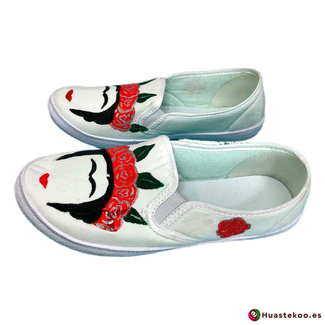 Zapatillas mexicanas pintadas a mano estilo Frida - Tienda Mexicana - Huastekoo.es - H00012 – 2