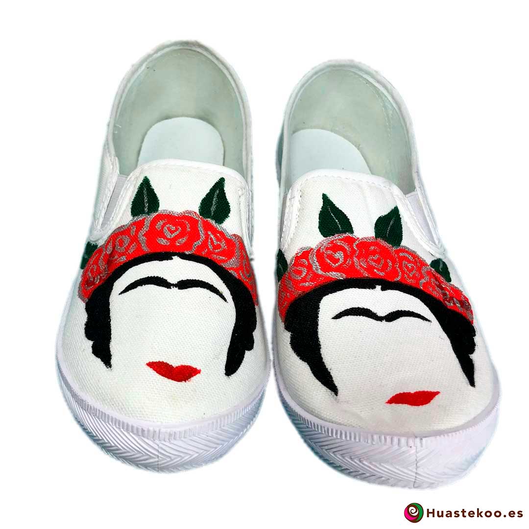 Zapatillas mexicanas pintadas a mano estilo Frida - Tienda Mexicana - Huastekoo.es - H00012
