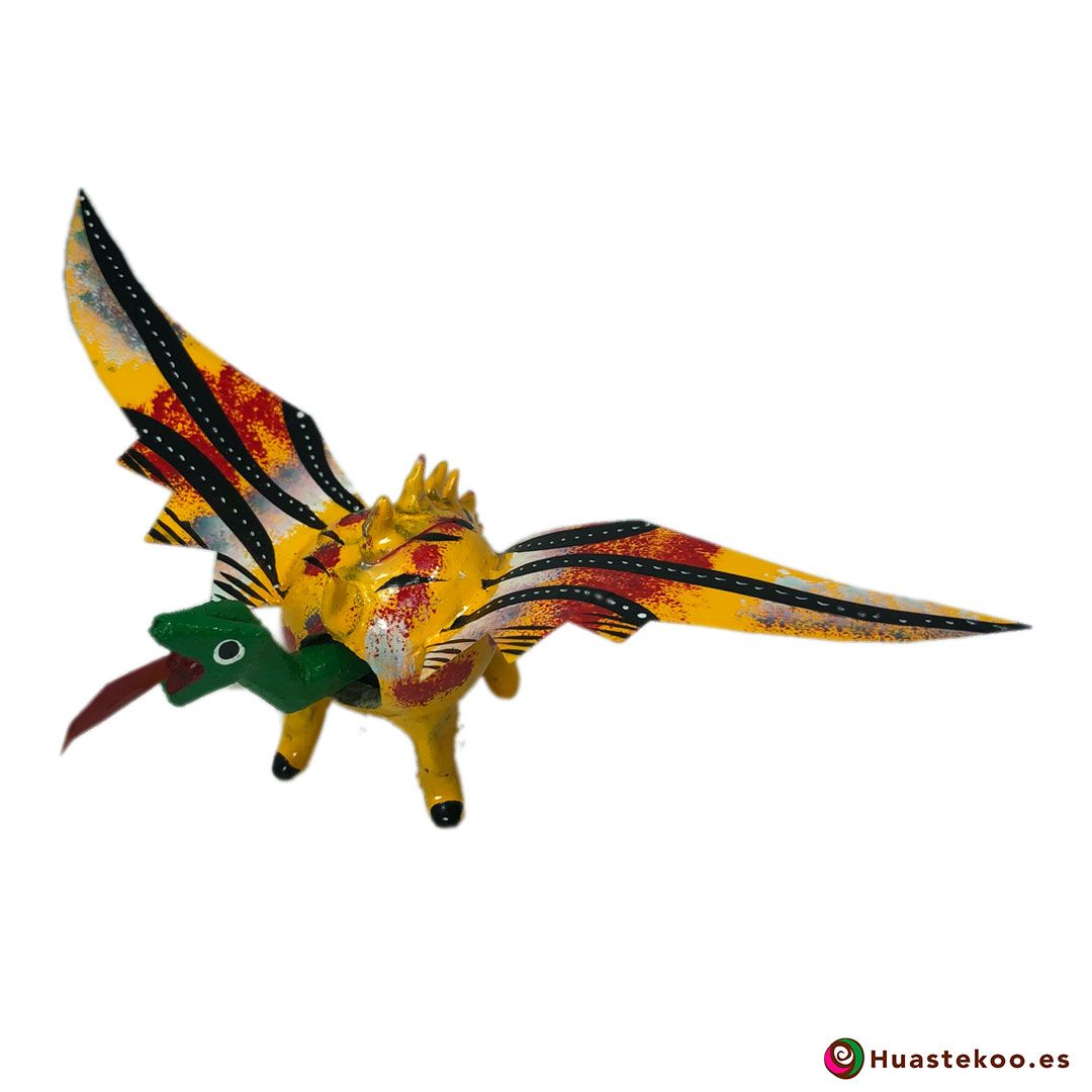 Figura de dragón amarillo cabeza movible - Tienda de Artesanías Mexicanas - Huastekoo.es