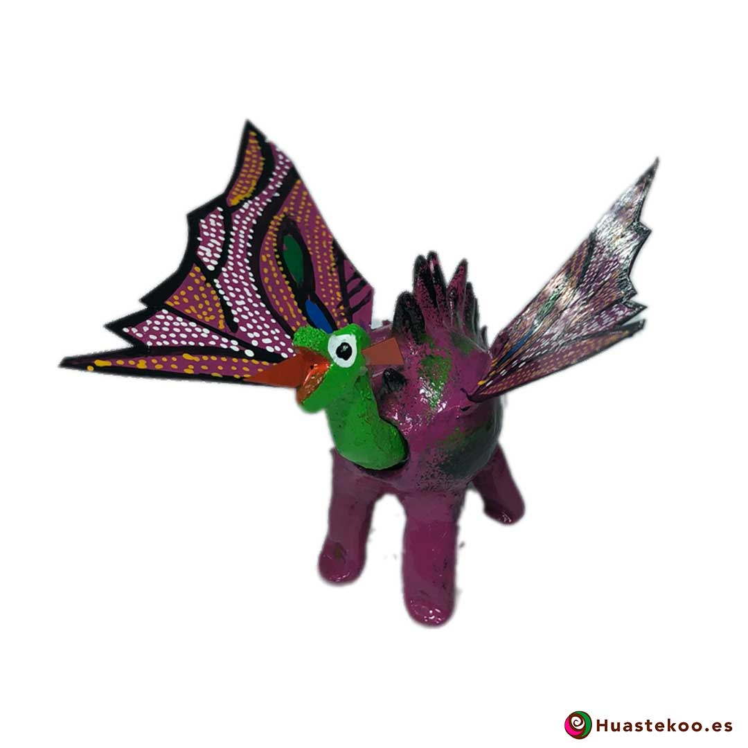 Figura de dragón morado cabeza movible - Tienda de Artesanías Mexicanas - Huastekoo.es