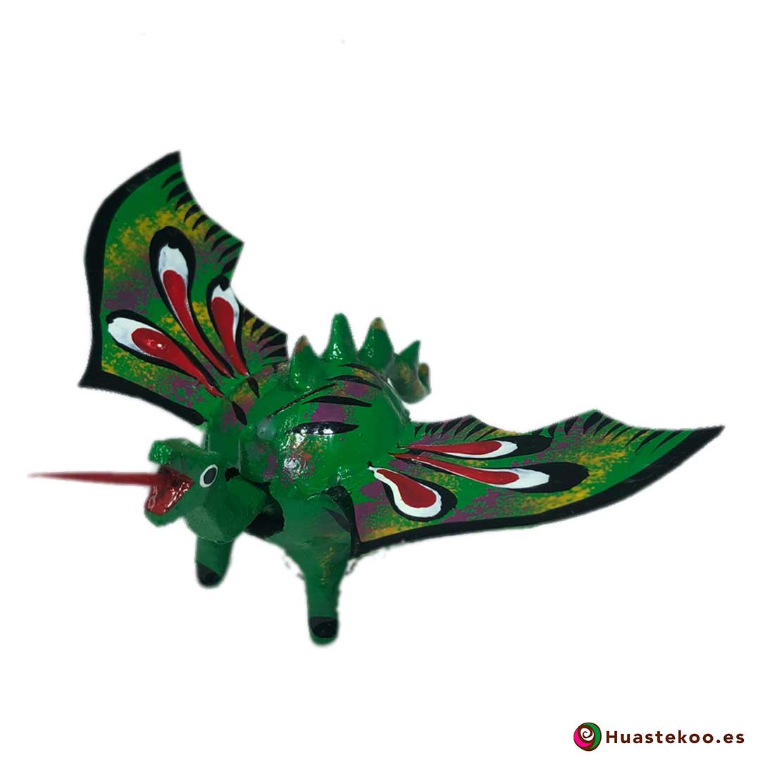 Figura de dragón verde cabeza movible - Tienda de Artesanías Mexicanas - Huastekoo.es