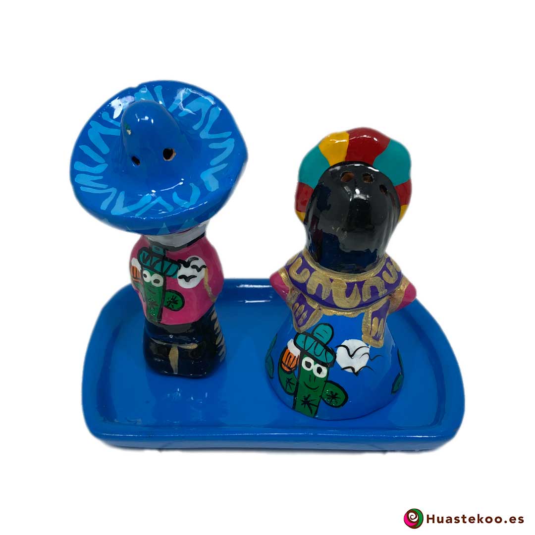 Juego de salero y pimentero de cerámica mexicana - Tienda de Artesanías y Regalos Mexicanos - Huastekoo España - 2