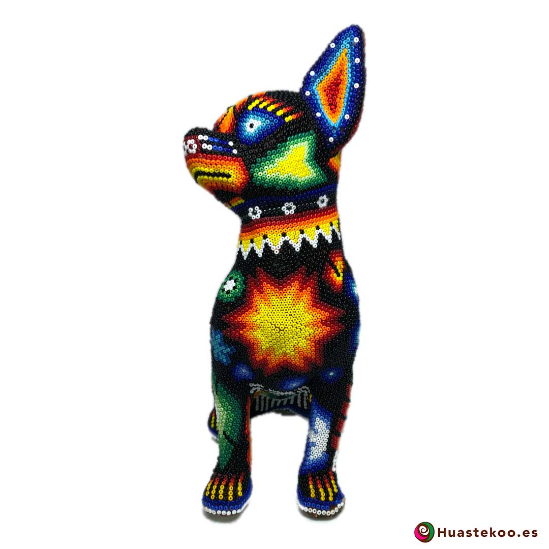 Fugura decorativa perro Chihuahua de Arte Huichol - Tienda Mexicana Online - Huastekoo España y Europa - H00560 - 2