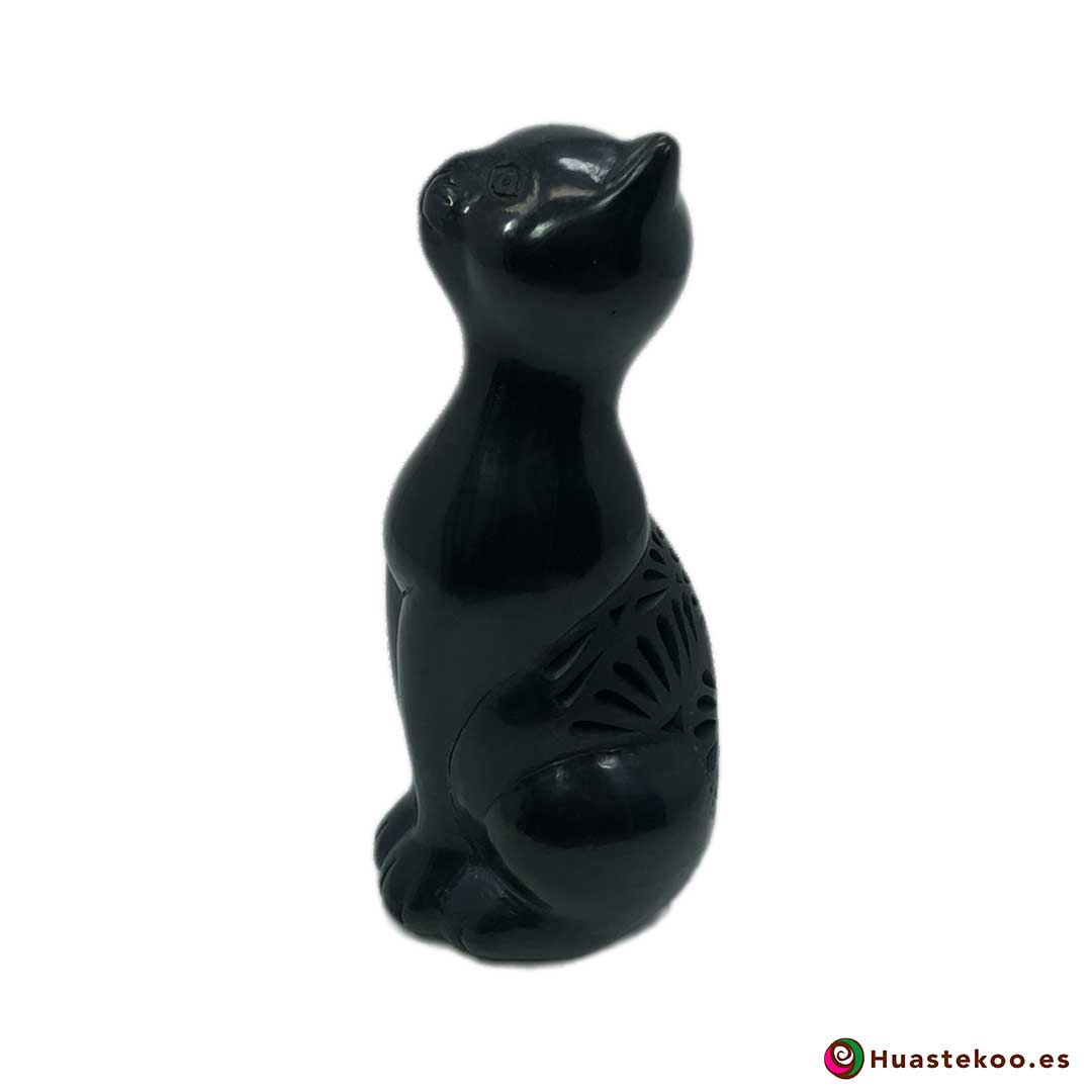 Gato de barro negro o cerámica negra de la tienda mexicana online Huastekoo España y Europa - H00720 - 2