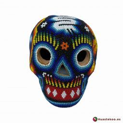 Calavera en Arte Huichol de la Tienda de Regalos Mexicanos Huastekoo España y Europa - H00766