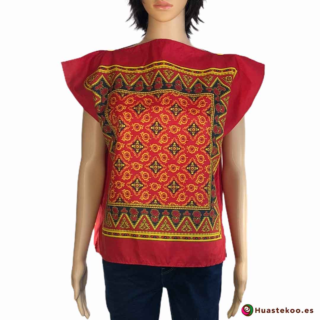 Blusa mexicana paliacate (pañuelo) color rojo - Tienda de regalos mexicanos Huastekoo España - H00017