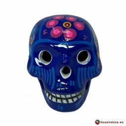Calavera de cerámica mexicana hecha y pintada a mano de la Tienda de Regalos Mexicanos Huastekoo España - H00713
