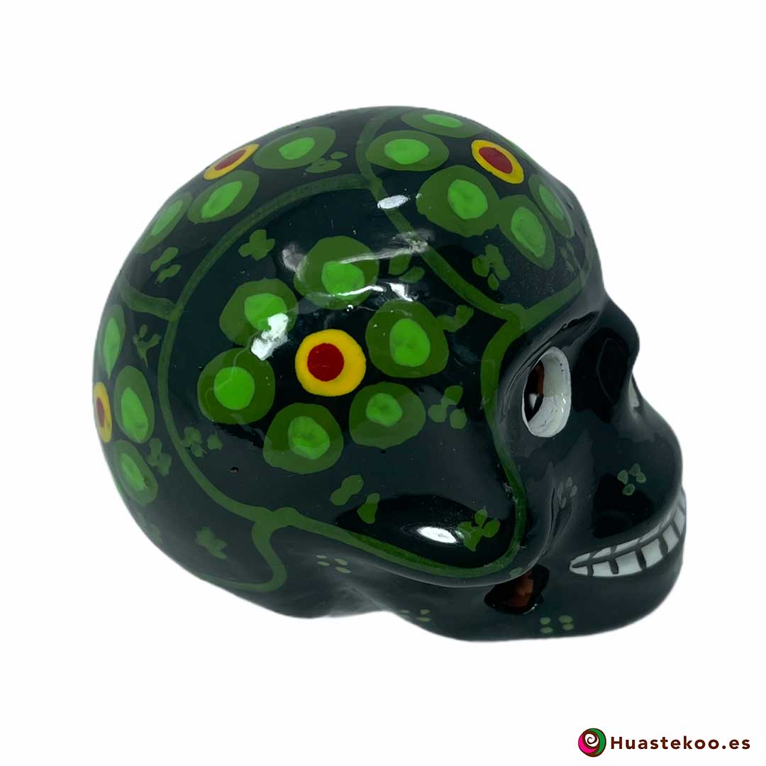 Calavera de cerámica mexicana artesanal hecha y pintada a mano - Tienda de Regalos Mexicanos Huastekoo España y Europa - H00714 - 4