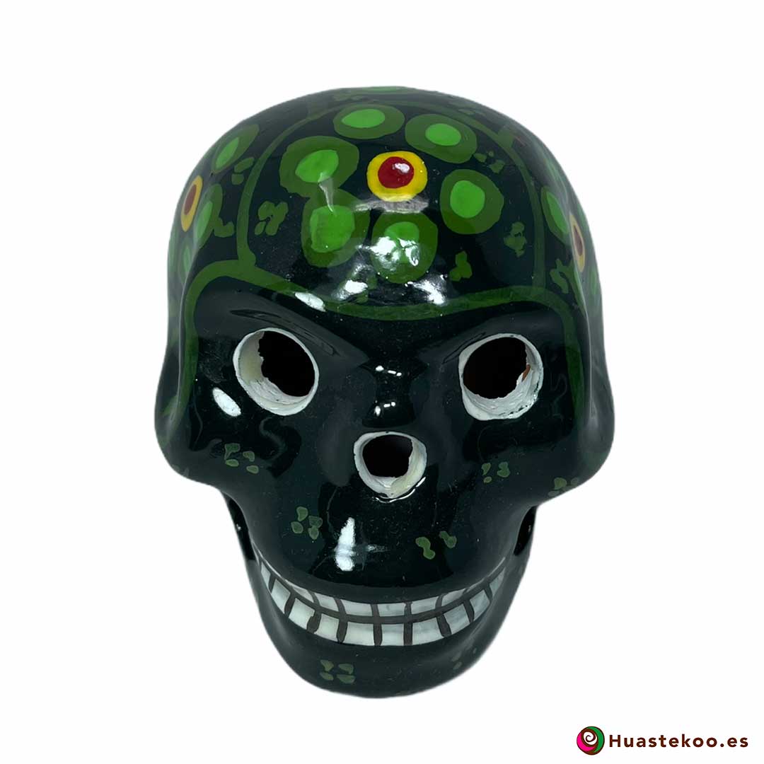 Calavera de cerámica mexicana artesanal hecha y pintada a mano - Tienda de Regalos Mexicanos Huastekoo España y Europa - H00714