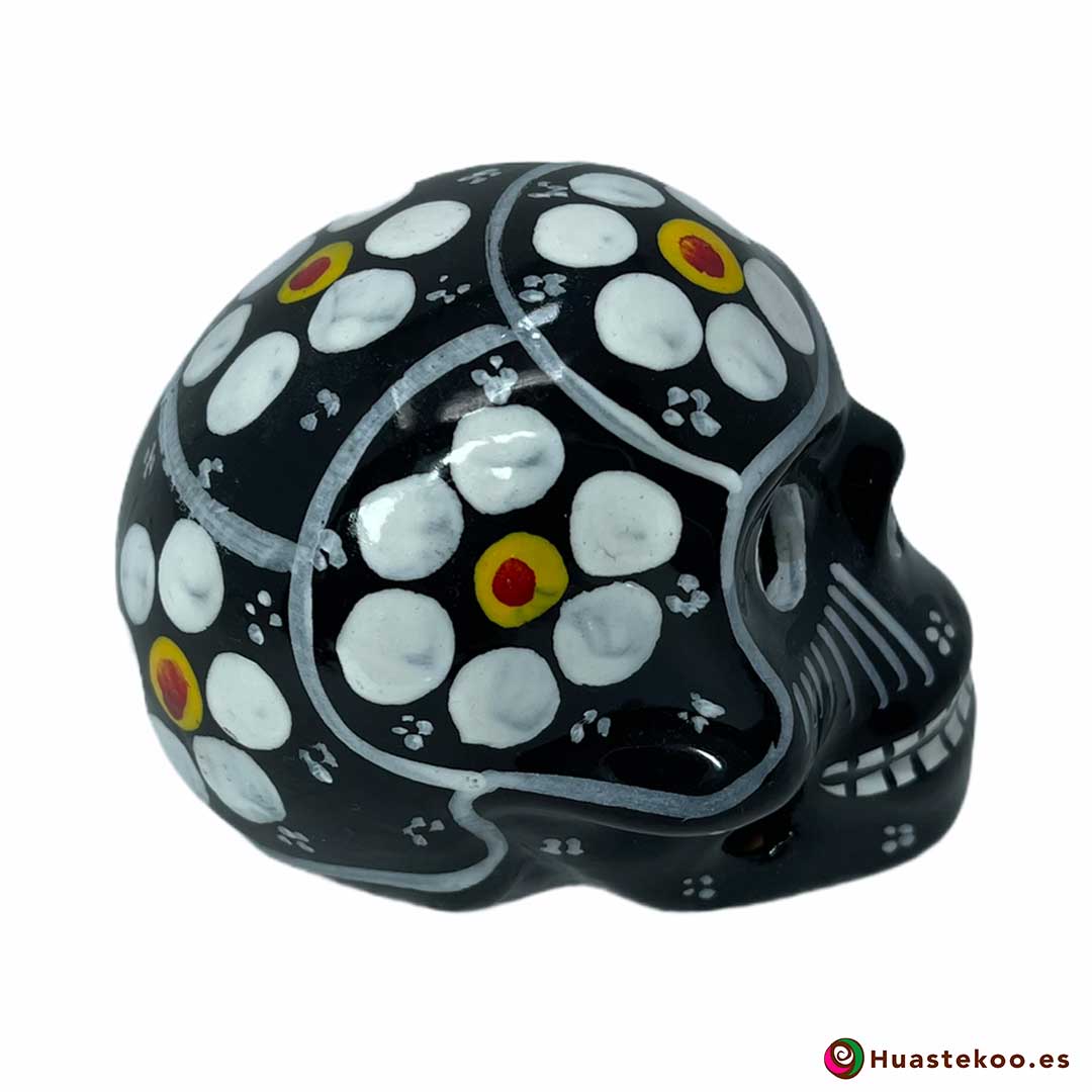 Calavera mexicana de cerámica pequeña - Tienda de regalos mexicanos Huastekoo España y Europa - H00715 - 4