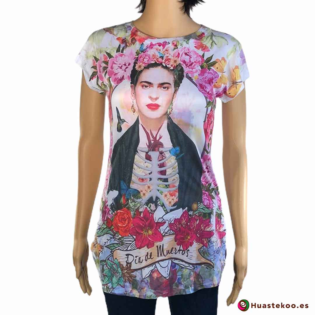 Blusa Camiseta Mexicana Fridalia H00035 - Tienda Online de Regalos Originales Mexicanos Huastekoo España
