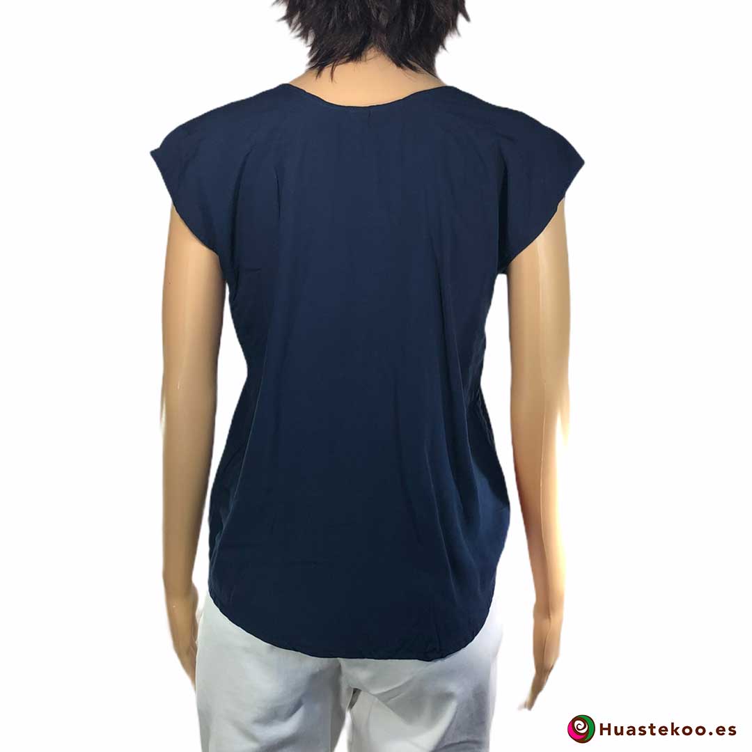 Comprar Blusa Mexicana Calavera y Flores Bordada a Mano H00219 - Tienda de Ropa Mexicana Huastekoo España - 2