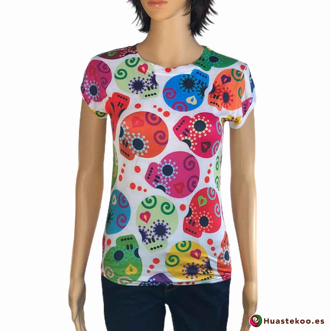 Blusa Mexicana de Calaveras Ref. H00039 a la venta en la tienda online de regalos mexicanos Huastekoo España