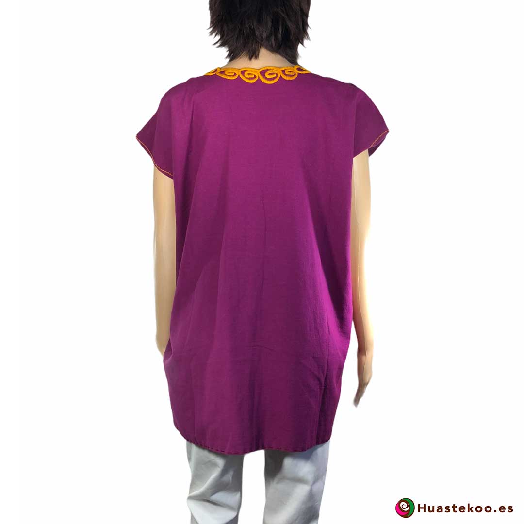Comprar Blusa Mexicana morada o violeta H00029 a la venta en la tienda online de regalos y ropa mexicana Huastekoo España - 2