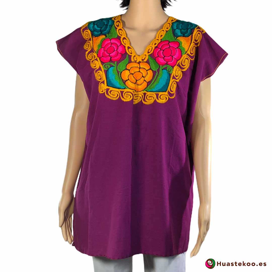 Comprar Blusa Mexicana morada o violeta H00029 a la venta en la tienda online de regalos y ropa mexicana Huastekoo España