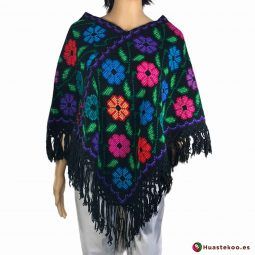 Comprar Poncho Mexicano (quexquemetl) bordado a mano H00043 a la venta en la tienda online de ropa mexicana Huastekoo España