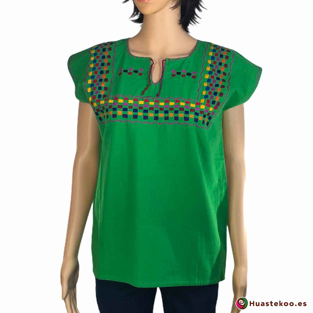 Blusa Mexicana Bordada a Mano H00031 - Tienda Online de Regalos Originales Mexicanos Huastekoo España
