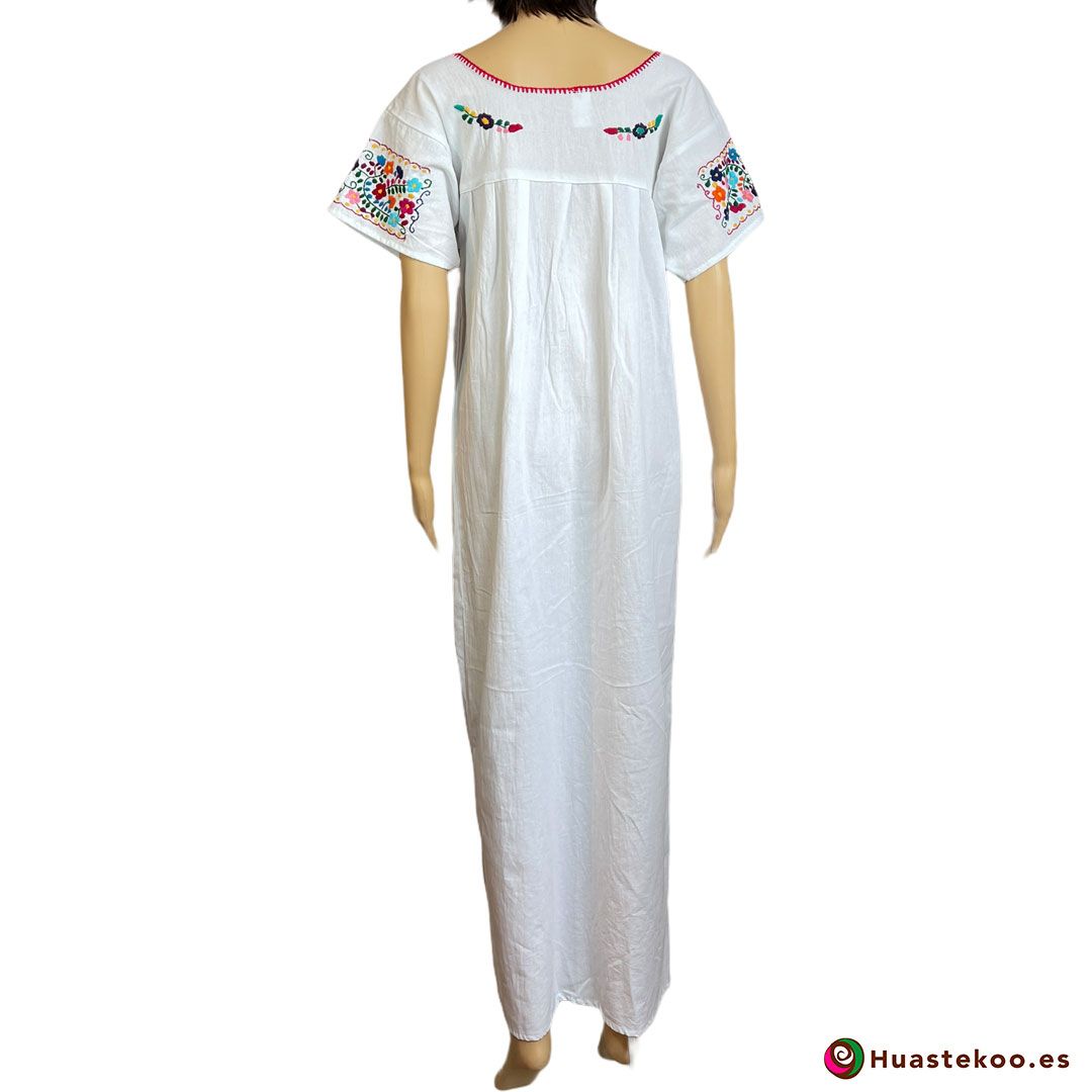 Precioso Vestido Mexicano Tehuacán largo bordado a mano H00788 a la venta en la tienda de ropa mexicana online Huastekoo España - 2