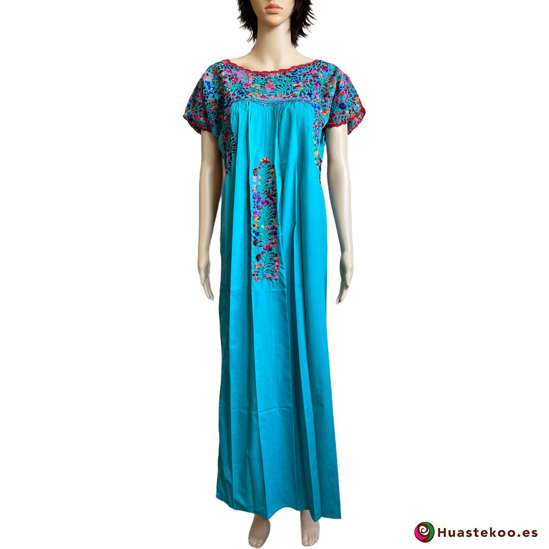 Vestido Mexicano San Antonino Bordado a Mano H00732 - Tienda de Ropa Mexicana Huastekoo España
