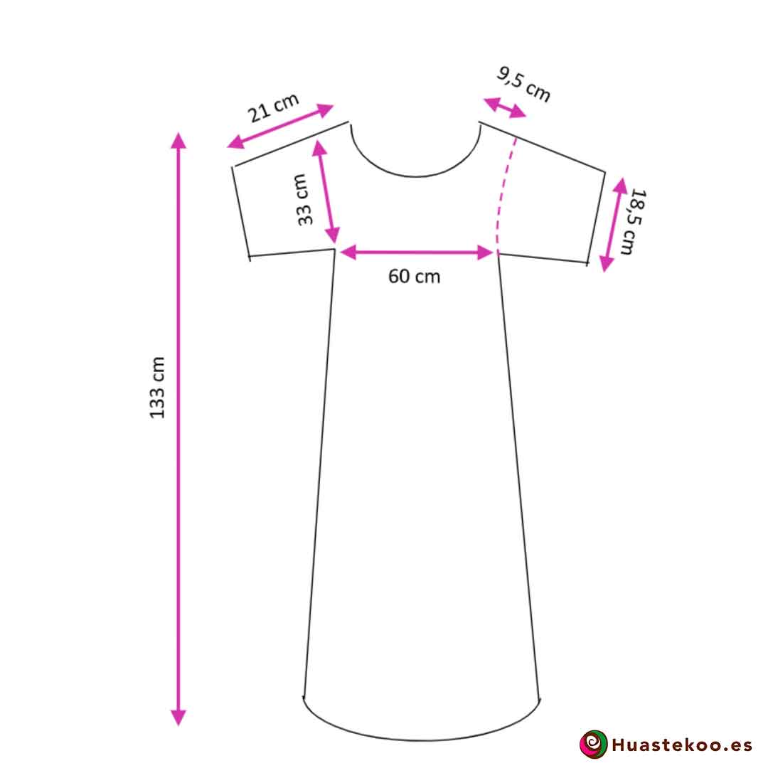 Vestido Mexicano San Antonino Bordado a Mano H00729 - Tienda de Artesanía, Regalos y Ropa Mexicana Huastekoo España - 5
