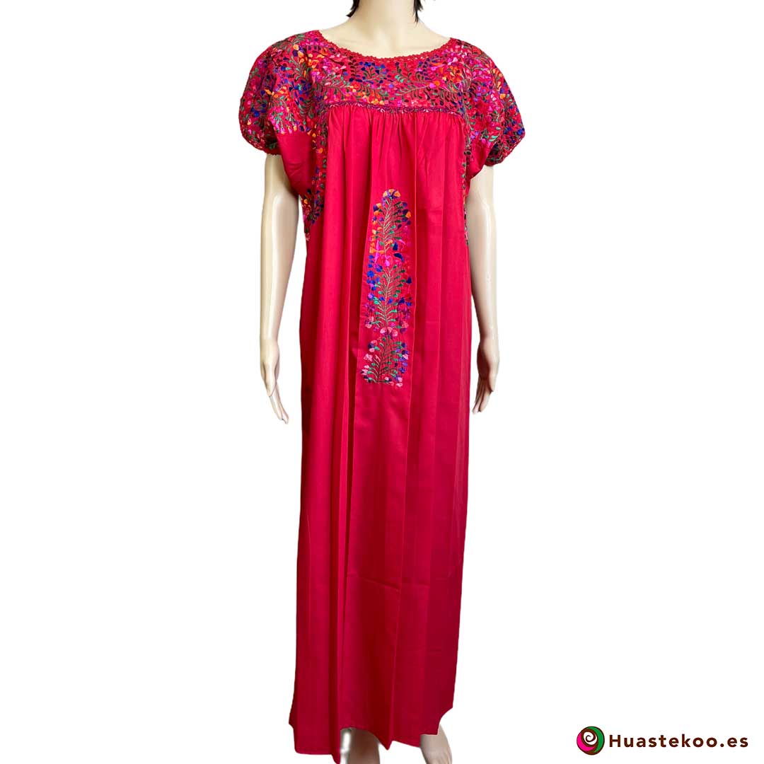 Vestido Mexicano San Antonino Bordado a Mano H00729 - Tienda de Artesanía, Regalos y Ropa Mexicana Huastekoo España